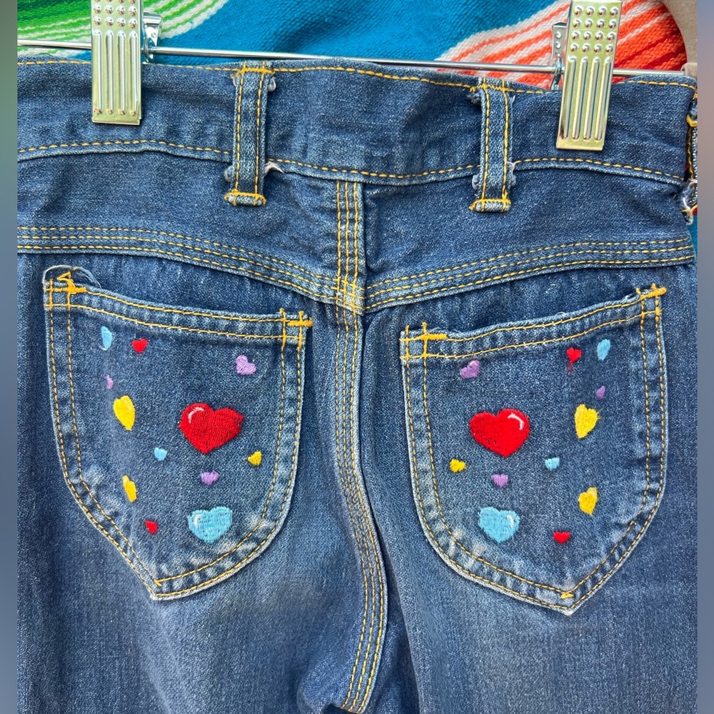 Vintage Mambro kids girls jeans embroidered hearts back packets size 6